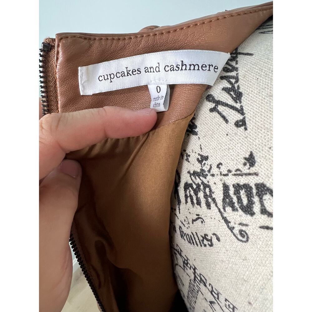 Cupcake & Cashmere Maggie Dress Brown Faux Leather Mini Dress with pockets - Picture 5 of 16
